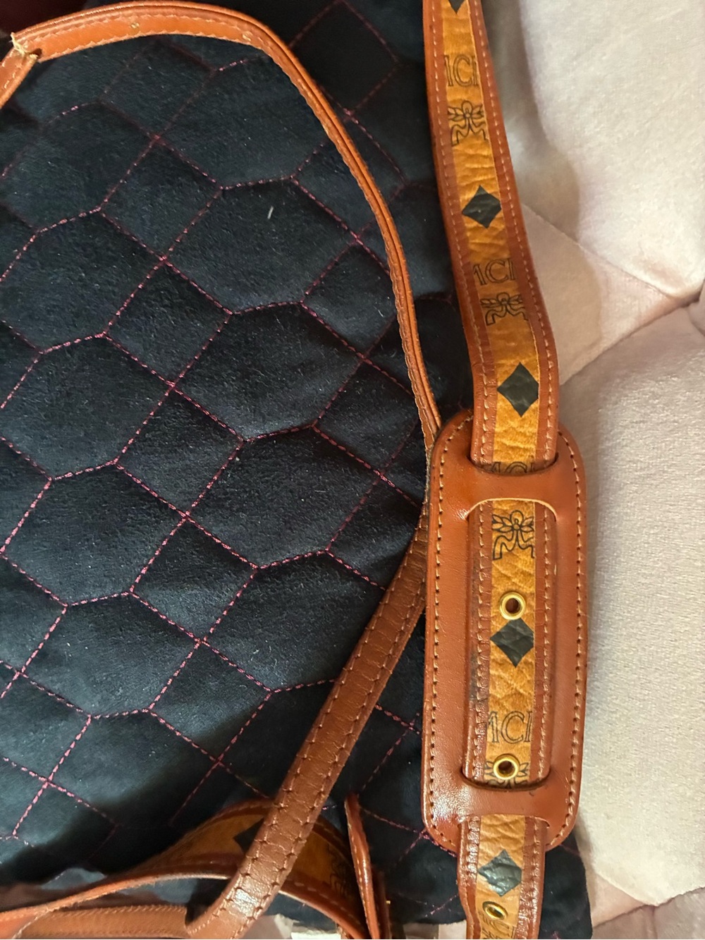 MCM Cognac Visetos Logo Crossbody Bag with Gold Plaque - Picture 8 of 8